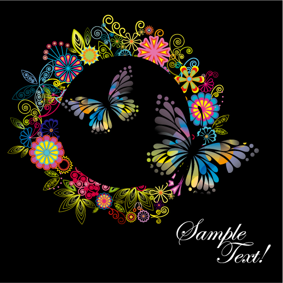free vector 4 colorful flower theme vector